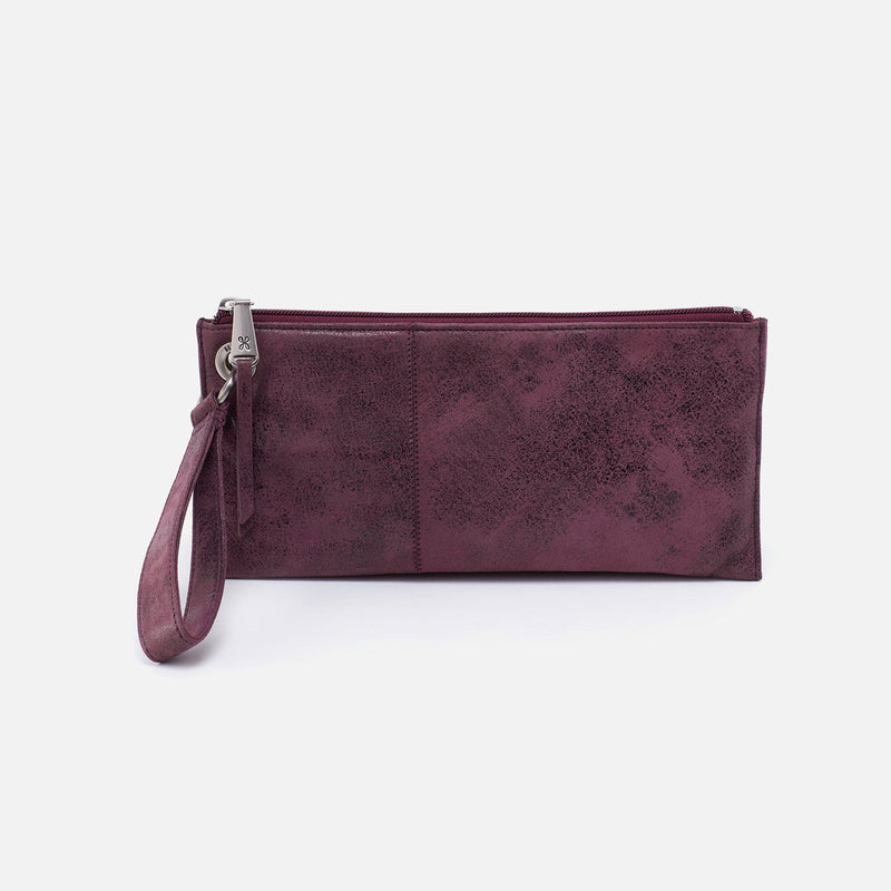 Vida Wristlet in Buffed Leather - Plum
