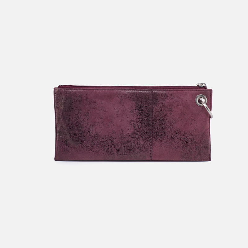 Vida Wristlet in Buffed Leather - Plum