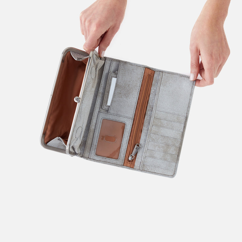 Rachel Continental Wallet in Buffed Leather - Olive Oil