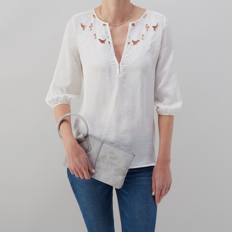 Sable Wristlet in Buffed Leather - Olive Oil