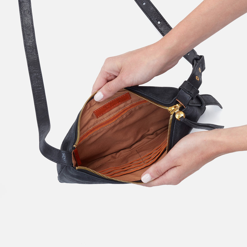 Paulette Small Crossbody in Buffed Leather - Black