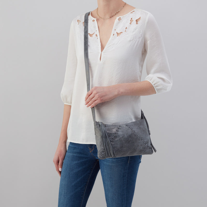 Paulette Small Crossbody in Buffed Leather - Grey