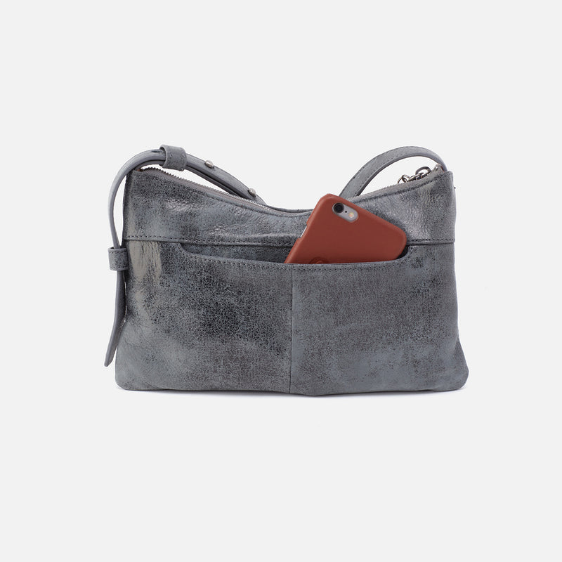 Paulette Small Crossbody in Buffed Leather - Grey
