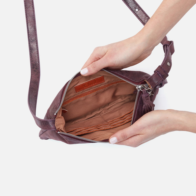 Paulette Small Crossbody in Buffed Leather - Plum