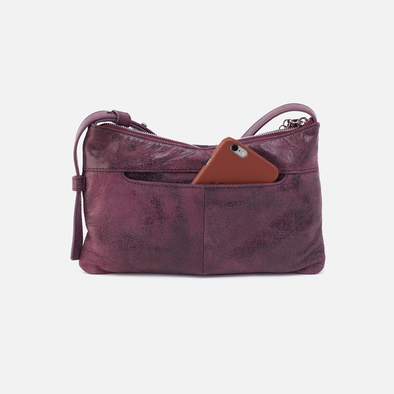 Paulette Small Crossbody in Buffed Leather - Plum