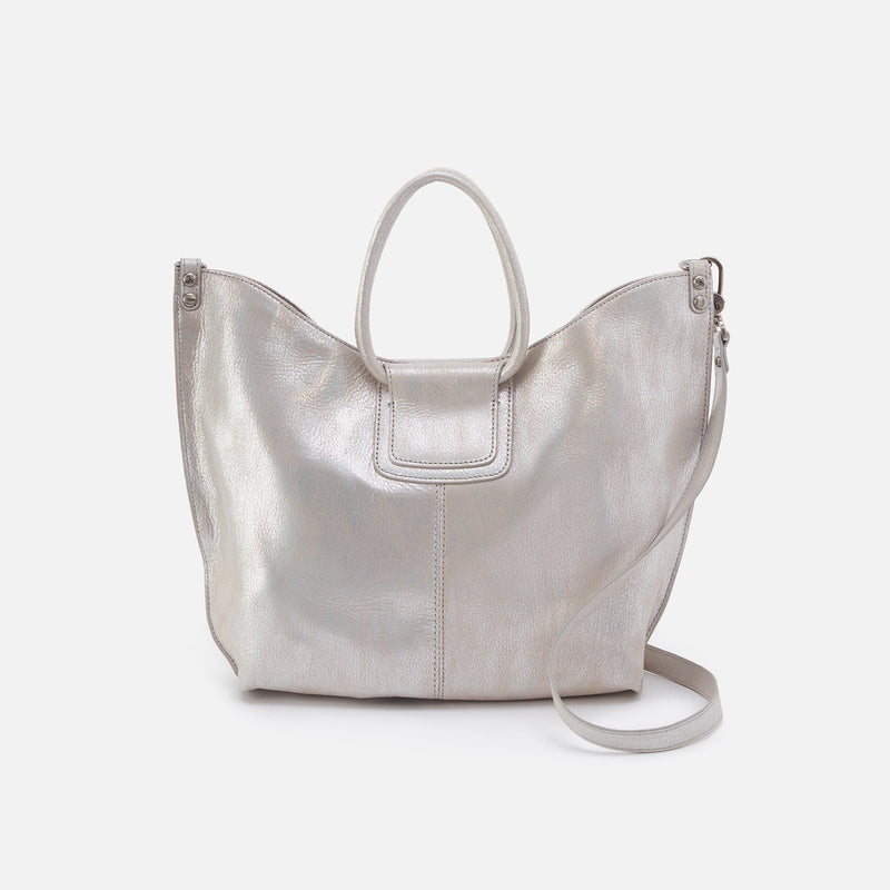 Sheila Tote in Metallic Leather - Silver