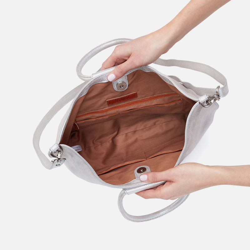Sheila Tote in Metallic Leather - Silver
