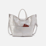 Sheila Tote in Metallic Leather - Silver