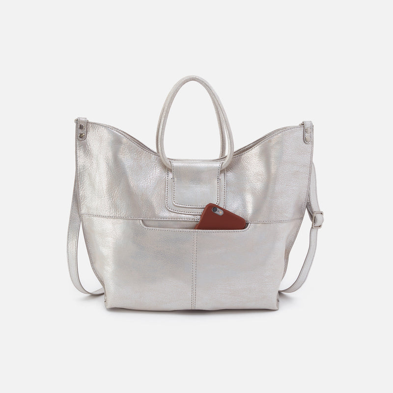 Sheila Tote in Metallic Leather - Silver