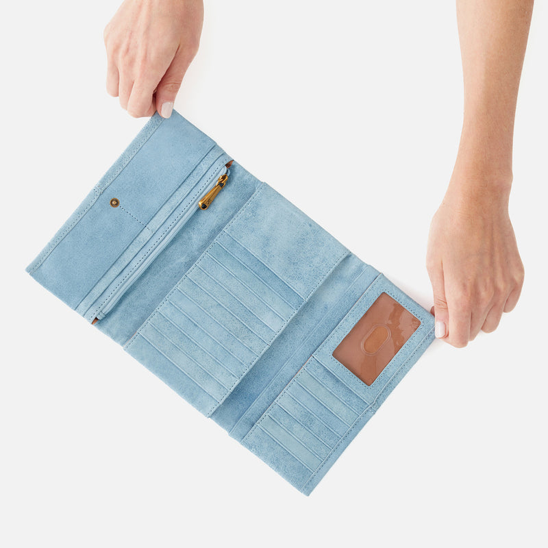 Keen Continental Wallet in Buffed Leather - Blue Topaz