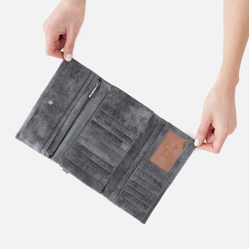 Keen Continental Wallet in Buffed Leather - Grey