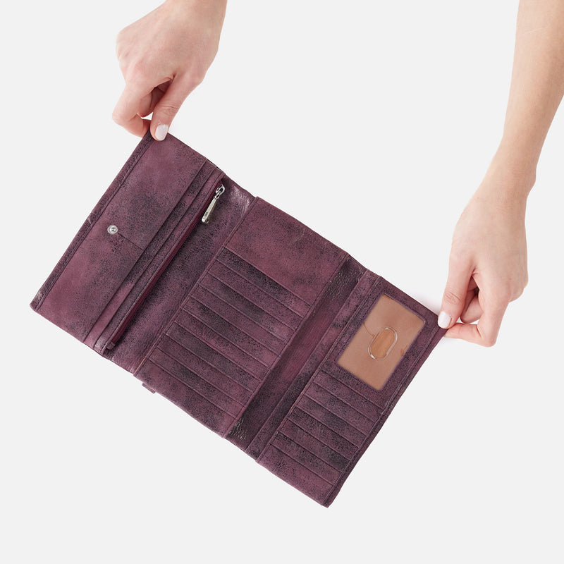 Keen Continental Wallet in Buffed Leather - Plum