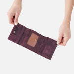 Keen Mini Trifold Compact Wallet in Buffed Leather - Plum