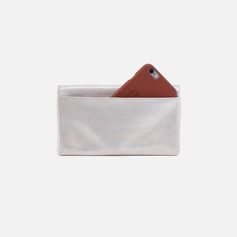 Lumen Continental Wallet in Metallic Leather - Silver