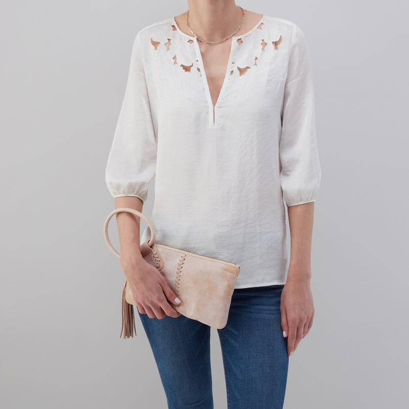 Sable Wristlet in Buffed Leather - Fresh Ginger