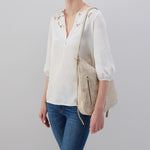 Merrin Convertible Backpack in Metallic Leather - Gold