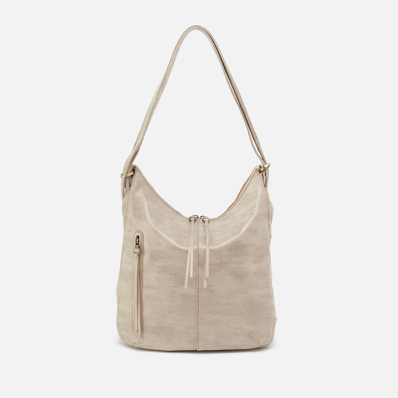 Merrin Convertible Backpack in Metallic Leather - Gold