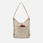 Merrin Convertible Backpack in Metallic Leather - Gold