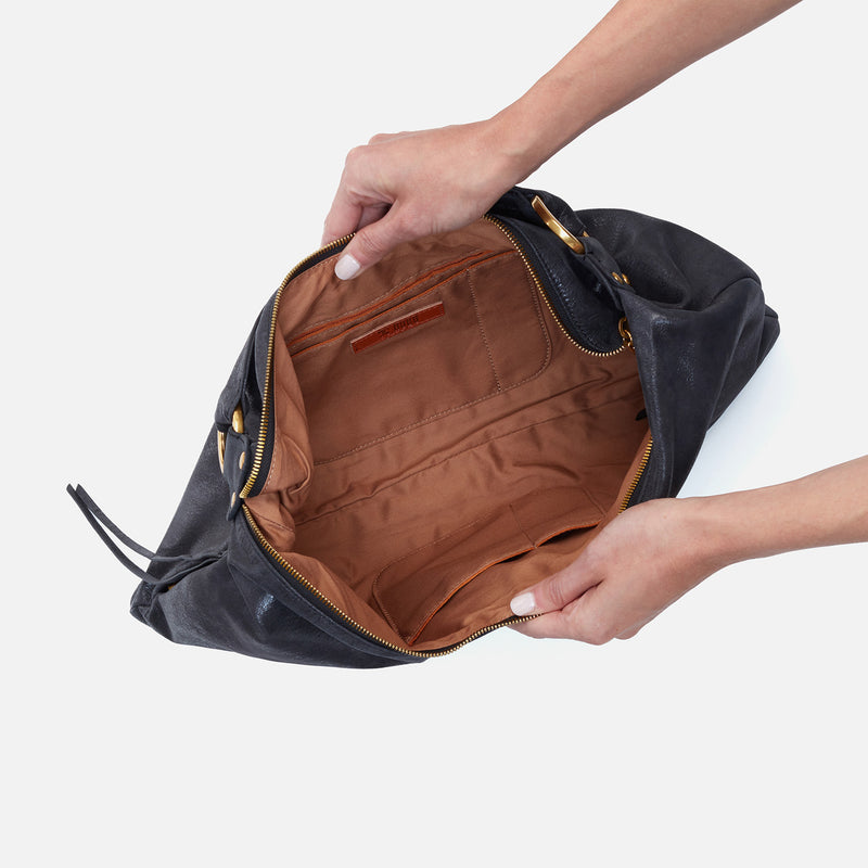 Paulette Shoulder Bag in Buffed Leather - Black