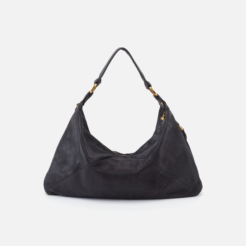 Paulette Shoulder Bag in Buffed Leather - Black