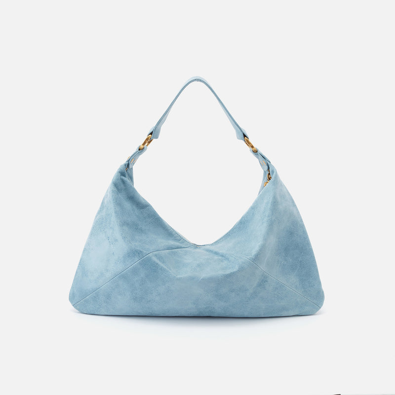 Paulette Shoulder Bag in Buffed Leather - Blue Topaz