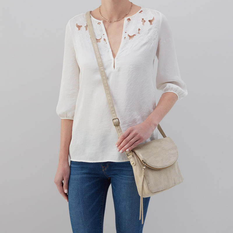 Fern Messenger Crossbody in Metallic Leather - Gold