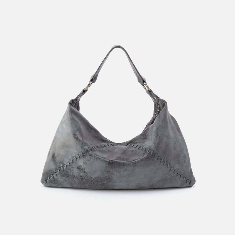 Paulette Shoulder Bag in Buffed Leather - Grey