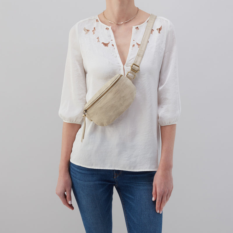 Fern Belt Bag in Metallic Leather - Gold