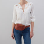 Fern Belt Bag in Croco Embossed Leather - Brandy