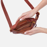 Fern Belt Bag in Croco Embossed Leather - Brandy