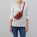 Fern Belt Bag in Croco Embossed Leather - Brandy