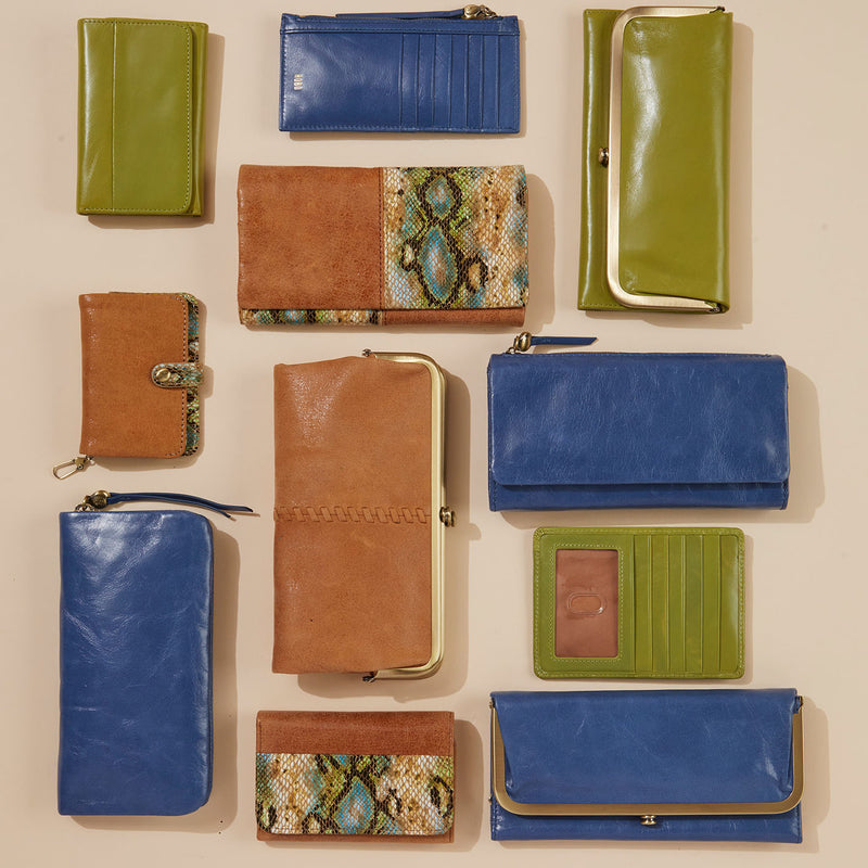 Jill Trifold Wallet in Mixed Leathers - Garden Snake