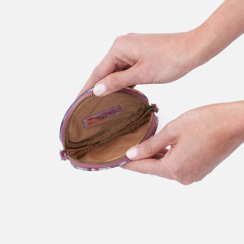 Revolve Clip Pouch in Printed Leather - Floral Tie Dye