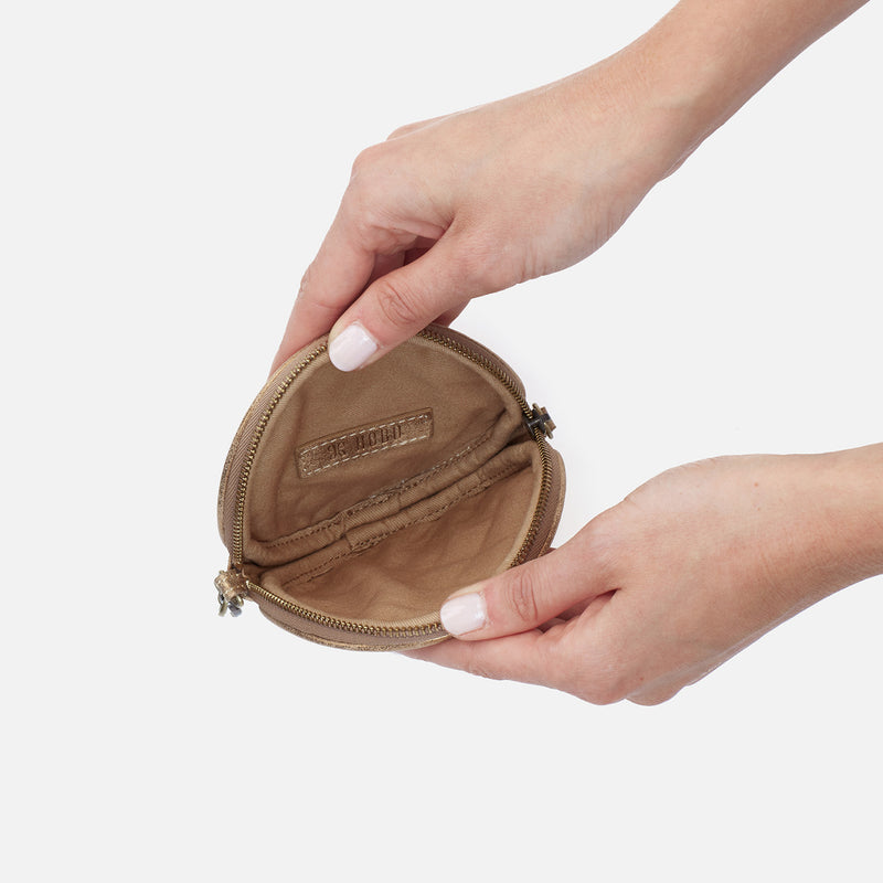 Revolve Clip Pouch in Metallic Soft Leather - Golden Cloud