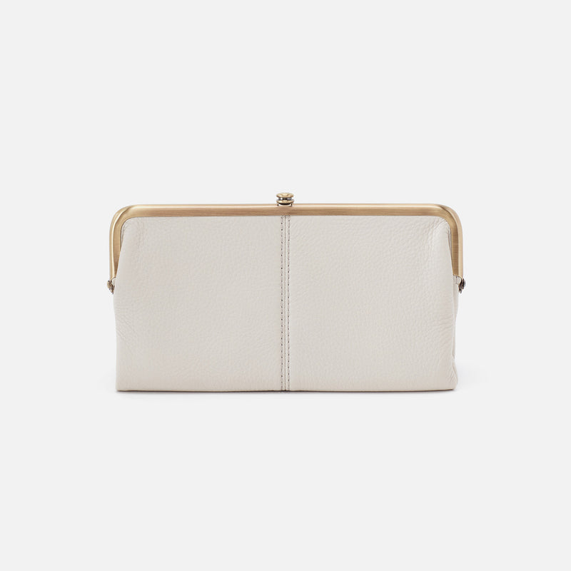 Lauren Clutch-Wallet in Pebbled Leather - Powder White