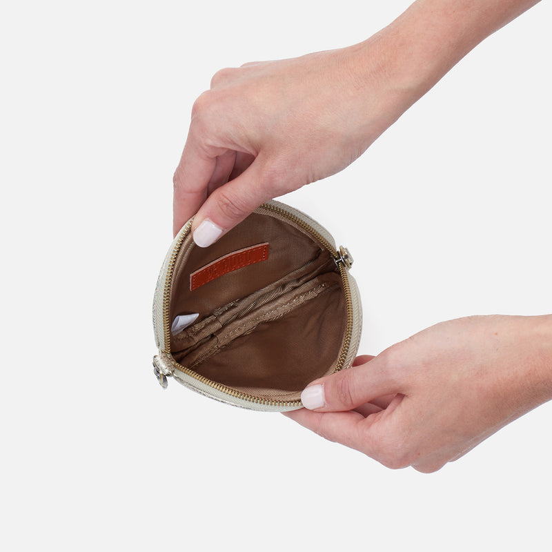 Revolve Clip Pouch in Metallic Leather - Pearled Silver