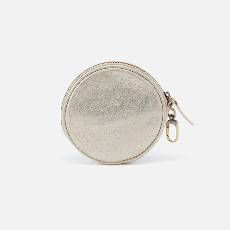 Revolve Clip Pouch in Metallic Leather - Pearled Silver