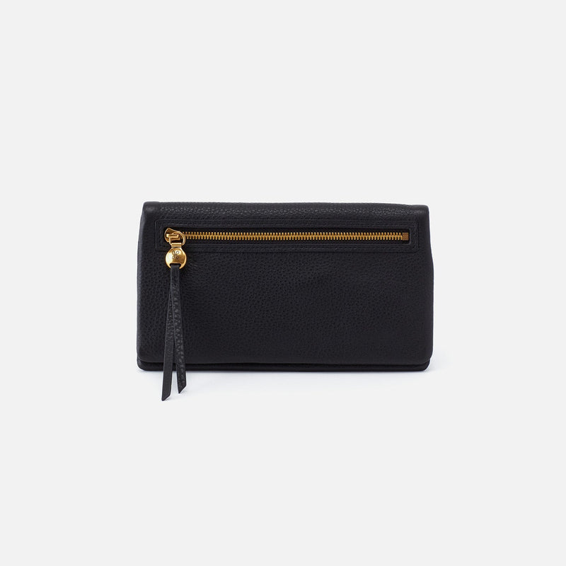 Lumen Continental Wallet in Pebbled Leather - Black