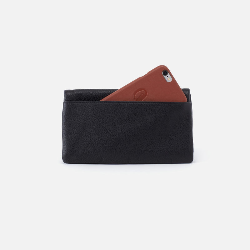 Lumen Continental Wallet in Pebbled Leather - Black