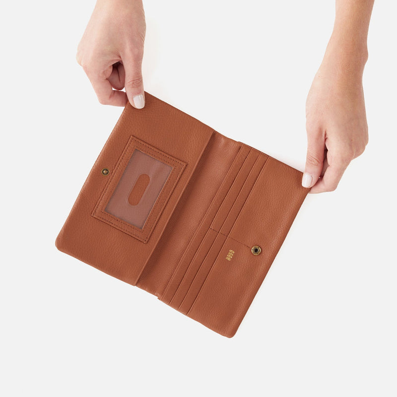 Lumen Continental Wallet in Pebbled Leather - Cashew