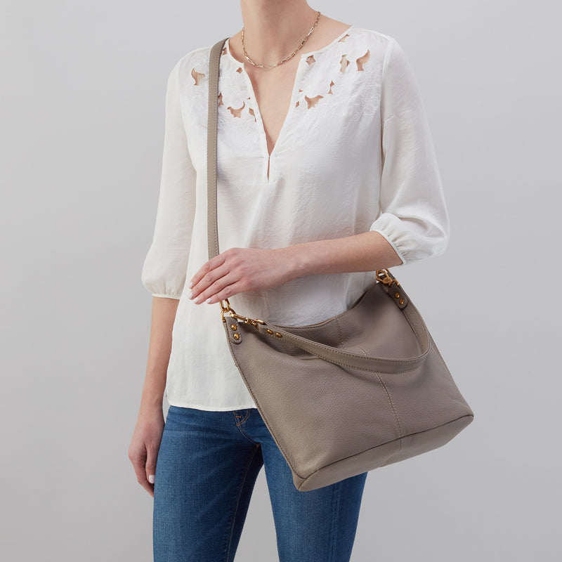 Pier Shoulder Bag in Pebbled Leather - Graphite