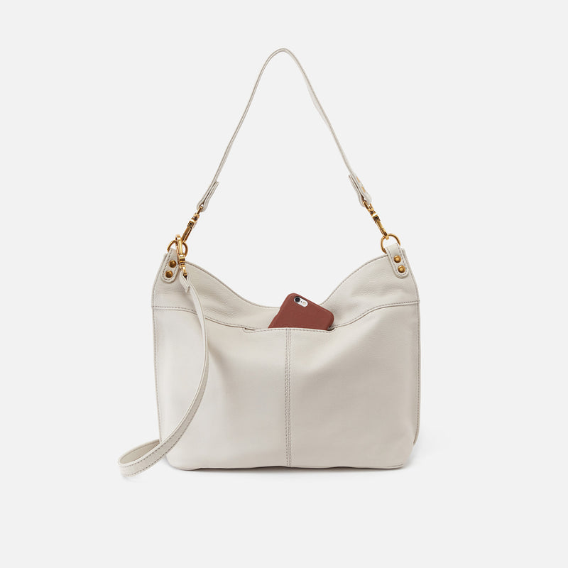 Pier Shoulder Bag in Pebbled Leather - Powder White