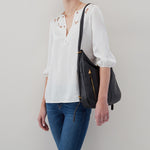 Merrin Convertible Backpack in Pebbled Leather - Black