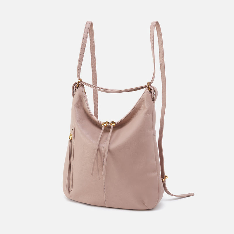 Merrin Convertible Backpack in Pebbled Leather - Lotus