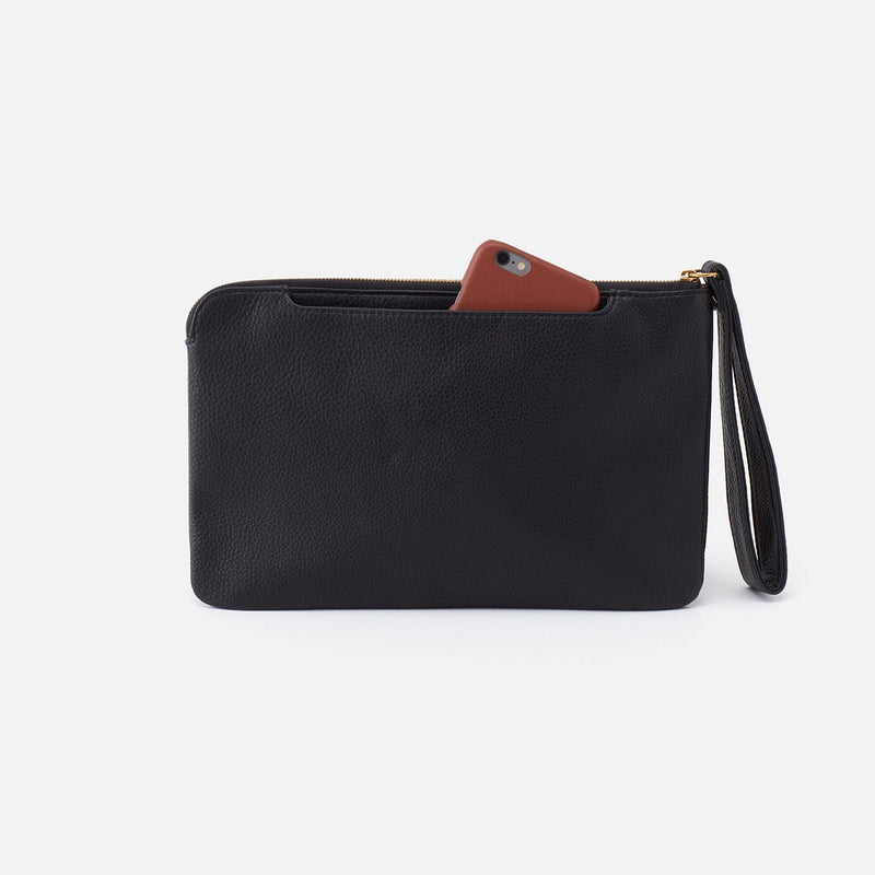 Assure Wristlet in Pebbled Leather - Black