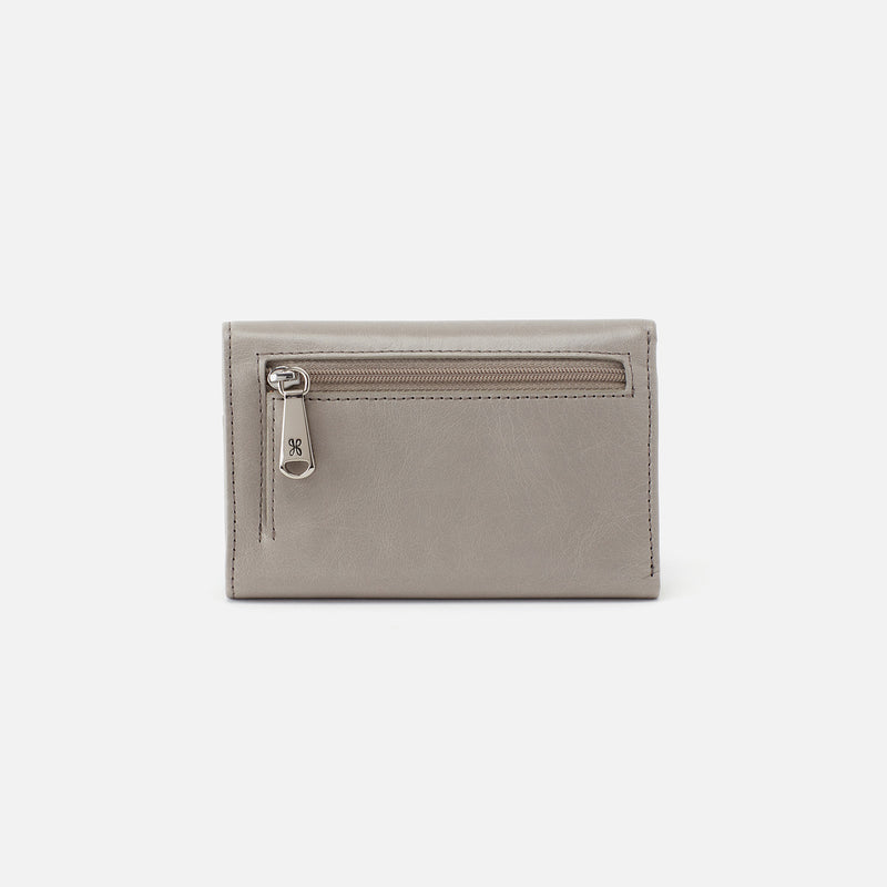 Jill Trifold Wallet in Polished Leather - Driftwood