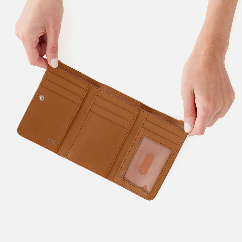 Jill Trifold Wallet in Polished Leather - Truffle