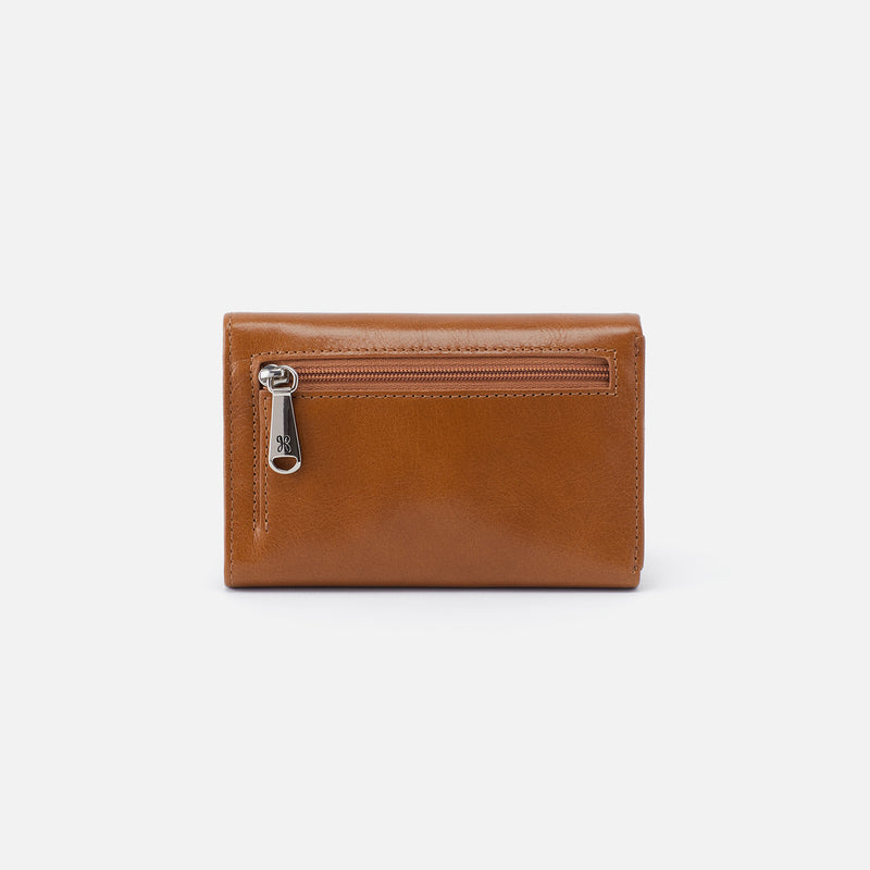 Jill Trifold Wallet in Polished Leather - Truffle