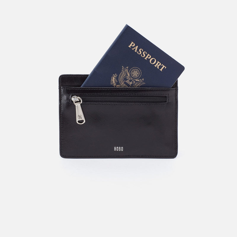Euro Slide Card Case in Polished Leather - Black