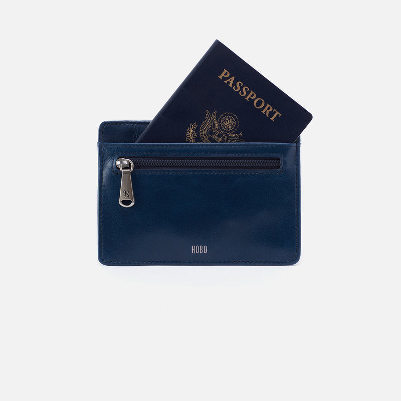 Euro Slide Card Case in Polished Leather - Denim